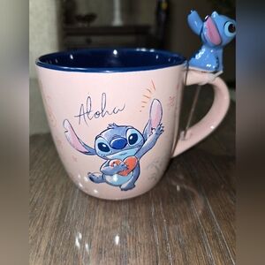 Stitch Aloha Pink Mug with Blue Interior